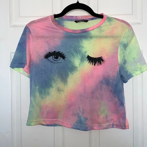Shein Tie Dye Eye Wink Crop Top - Picture 1 of 5